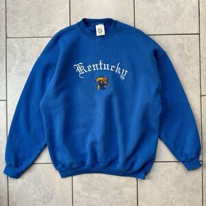 Vintage 80s Kentucky Wildcats Blue Crewneck Sweater Size XL